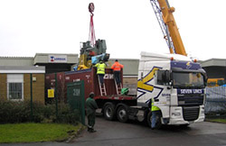 A new fin press is delivered, ready to take the new 7mm tooling