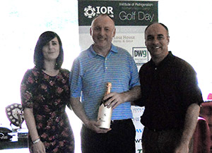 Steve Collins of Project Refrigeration, winner of the Island Challenge, with Becky Treece-Birch and Paul Cable